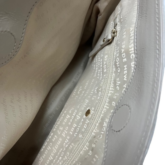 Kate Spade Patent Leather Tote Hand Bag Shoulder Purse Champagne Beige Grey ?? - Picture 6 of 12